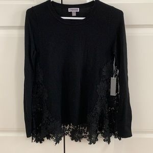 Black sweater with lace detail